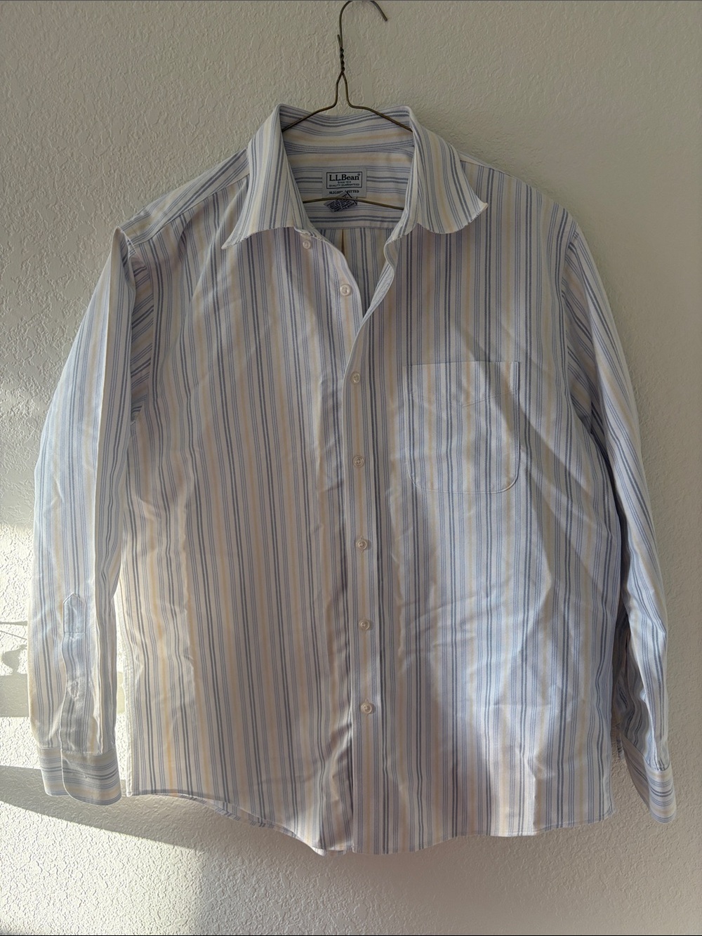 L.L. Bean Men’s Blue and White Striped Dress Shirt